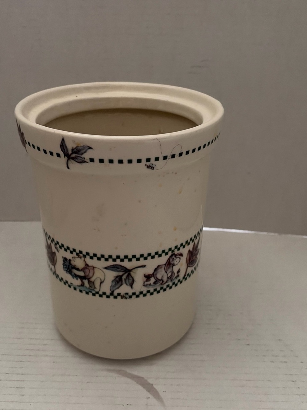 Disney Cream Ceramic Tumbler with Green and Brown Accent
